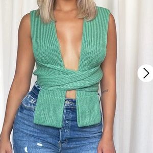Green knit top